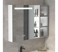 LED Bathroom Medicine Cabinet with Lighted Makeup Mirror Anti Fog Wall Mounted Aluminum Storage with Open Shelves 60 75 85cm Vanity nizer (Color: C Size: 7)