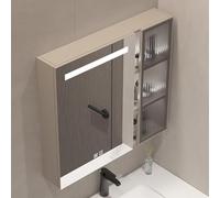 LED Bathroom Medicine Cabinet with Makeup Mirror Anti Fog Wall Mounted Aluminum Vanity Cabinet with Light Open Shelves Available in 60 75 85cm (Color: B) Stylish Storage Solution