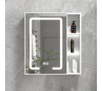LED Bathroom Medicine Cabinet with Touch Switch One-Click Hinge Removal Illuminated Mirror Storage Space-Aluminum Design for Modern Bathrooms