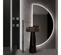 LED Bathroom Mirror 40x80cm | 50x100cm Semi-Circular Wall Mirror with Touch Switch Smart Vanity Mirror 3 Color Dimmable Lights Modern Design Elegant Home Decor