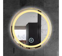 LED Bathroom Mirror 50cm Vani Mirror with White/Warm Light Illuminated Makeup Mirror for Salon Hallway Hotel - Slish Yellow Design