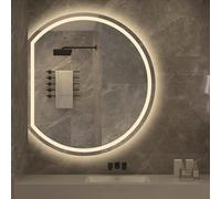 LED Bathroom Mirror 50x45cm, 60x54cm, 70x63cm, 80x72cm, 90x81cm - Semi-Circular, Dimmable, 3 Color Temperatures, Memory Function, 3 Hanging Options