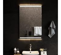 LED Bathroom Mirror 60 x 90 cm Glass with IP65 Water Protection, USB Port, 4 mm Thickness, Wall Mounted or Freestanding, Ideal for Bathroom, Bedroom, Hallway and Make-Up with Lighting