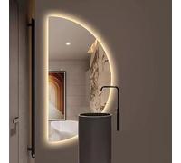 LED Bathroom Mirror 60x120cm Half-Circle Illuminated Wall Mirror Smart Anti-Fog Makeup Mirror with 3 Color Temperature Settings Vanity Mirror with Backlight