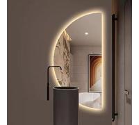 LED Bathroom Mirror 60x120cm Half-Round Illuminated Wall Mirror Anti-Fog Smart Makeup Mirror with 3 Color Temperature Settings Vanity Mirror with Light