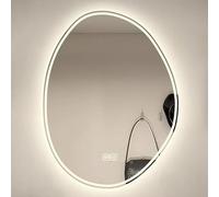 LED Bathroom Mirror 60x80cm(23.6x31.5in) Frameless Oval Wall Mounted Vanity Mirror, 3-Colour Dimmable Lighting, Touch Control, Anti-Fog Function, for Makeup Area and Hallway