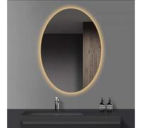 LED Bathroom Mirror 70x90cm - Backlit Oval Frameless Wall Mirror Front & Backlit with White/Warm Light HD Hard-wired Design Modern Home Decor Stylish Lighting Solution
