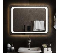 LED Bathroom Mirror 80 x 60 cm Glass with IP65 Protection, USB Port, 4 mm Thick, Includes Hooks and Clips, Ideal for Bathroom, Make-Up, Shaving, Wall Mounted and Decoration