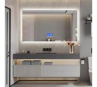 LED Bathroom Mirror 80x140 cm Anti-Fog Wall Mirror with Adjustable Touch Controls 3 Color Lighting (Warm Cool Natural) - Perfect for Modern Bathrooms
