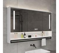 LED Bathroom Mirror Cabinet - 3 Door Wall-Mounted Storage with Adjustable Shelves Touch Sensor Lighting & Towel Rack - Modern Organizer for Bathroom Decor