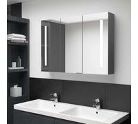 LED Bathroom Mirror Cabinet Grey Washroom Furniture Storage Vanity Unit vidaXL