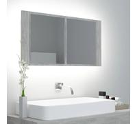 LED Bathroom Mirror Cabinet Concrete Grey 90x12x45 cm Acrylic