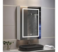 LED Bathroom Mirror Cabinet Double Door Wall Storage 50x15x70 cm Adjustable Glass Shelves Color Temperature Control Modern White Design for Efficient nization