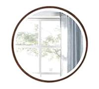 LED Bathroom Mirror Cabinet - Round Wooden Wall-Mounted Vanity Unit with Smart Touch Switch Fully Assembled Stylish Brown Finish 70cm Size for Modern Bathrooms