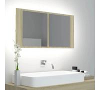 LED Bathroom Mirror Cabinet Sonoma Oak 90x12x45 cm Acrylic