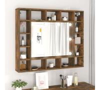 (Smoked oak) vidaXL Mirror Cabinet with LED Cosmetic Mirror Cabinet Bedroom Storage Cabinet