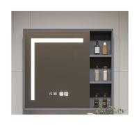 LED Bathroom Mirror Cabinet - Wall-Mounted Storage Smart Touch Defogging Design Large Capacity Solid Wood Panel (Gray 78x70cm / 30.7x27.5in)