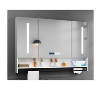 LED Bathroom Mirror Cabinet WallMounted Storage with Mirrored Door AntiFog Design White 55.1"x31.5" Stylish Bathroom Organizer with Modern Lighting