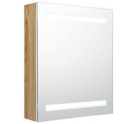 vidaXL LED Bathroom Mirror Cabinet White and Oak 50x14x60 cm, White