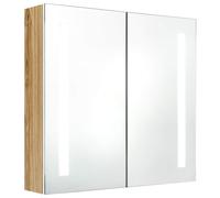 LED Bathroom Mirror Cabinet White and Oak Washroom Storage Vanity Unit vidaXL