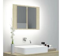 vidaXL LED Bathroom Mirror Cabinet Sonoma Oak 60x12x45 cm Acrylic Wall Mirror