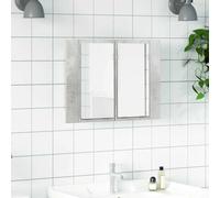 vidaXL LED Bathroom Mirror Cabinet Concrete Grey 60x12x45 cm Acrylic Mirror