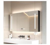 LED Bathroom Mirror Cabinet with Anti Fog 3 Door Large Modern Storage Solution with Lighting Elegant Wall Mounted Design (L 140 x H)