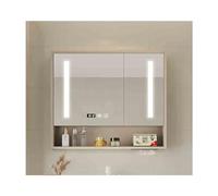 LED Bathroom Mirror Cabinet with Anti-Fog Wall-Mounted Dimmable Illuminated Sink Cabinet (Cream 70 cm) - Modern Design for Stylish Bathrooms