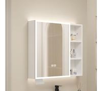 LED Bathroom Mirror Cabinet with Light Anti Fog Aluminum Wall Storage White Makeup with Paper Hole 70x13x68cm (27.6x5.1x26.8in)