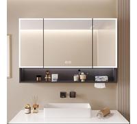 LED Bathroom Mirror Cabinet with Smart Touch Switch Stepless Dimming Makeup Mirror Anti-Fog Feature and Paper Extraction - Modern Medicine Cabinet with Mirror and Lights
