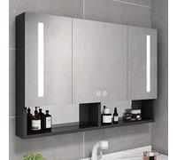 LED Bathroom Mirror Cabinet with Touch Switch AntiFog 3Door Aluminum Storage 100x68x13cm WallMounted Illuminated Mirror for Modern Bathrooms 600 * 680 * 130mm
