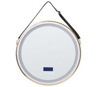 Beliani LED Bathroom Mirror DAROIS 60 cm 60 cm with Built-In Bluetooth Speaker Gold, Gold