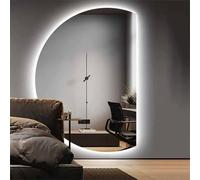 LED Bathroom Mirror Dimmable Anti-Fog Vanity Mirror 35x24 Inch Half-Circle Wall Mirror Safety Glass Perfect for Modern Bathrooms 110/120/130cm Sizes