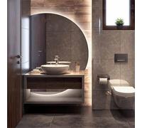 LED Bathroom Mirror Dimmable Anti-Fog Vanity Mirror 35x24 inch Semi-Circle Wall Mirror 110/120/130cm Shatterproof Design for Modern Bathrooms