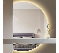 LED Bathroom Mirror - Frameless Full-Length Demi-Circle Mirror with Touch Switch Anti-Fog Feature 3 Color Options (130x90cm) - Modern Vanity Lighting Decor