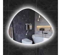 LED Bathroom Mirror Frameless Modern Irregular Asymmetrical Wall Mirror with 3 Color Backlit Lighting, Makeup Vanity Illuminated Mirror for Bathroom Vanity Home Wall Decor, 50x70cm/19.7x27.6in