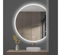 LED Bathroom Mirror Illuminated HalfRound Wall Mirror Adjustable 3Color Dimming Memory Funct 50x45cm 60x54cm 70x63cm 80x72cm 90x81cm 3 Mounting Opts.