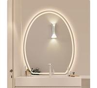 LED Bathroom Mirror Irregular Oval Wall Mirror HD Mirror Waterproof Touch Button Adjustable Brightness Anti-Fog Cool/Warm Light - Perfect for ty!
