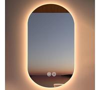 LED Bathroom Mirror Irregular Wall Mirror with HD Glass 3 Colors Dimmable Light Anti-Fog Function 60 x 90 cm Decorative Hanging Mirror for Home and Bathroom Decor