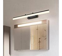 Led Bathroom Mirror Light 2 Color Temperature Make-Up Light Waterproof Anti Fog Bathroom Cabinet Wall Light Made of Aluminum~/Black~Warm Light 90Cm