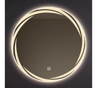 LED Bathroom Mirror Round 50cm Anti-Fog Dimmable 3 Color Temperatures Touch Switch HD Front/Back Lighting Perfect for Makeup and Grooming.