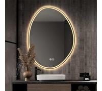 LED Bathroom Mirror - Smart Touch Anti-Fog Oval, Dimmable 3 Colors, Modern Wall Design, Backlit, 48 inch