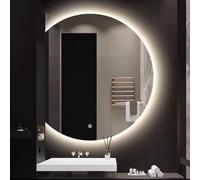 LED Bathroom Mirror, Wall Mirror, Modern Frameless Semi-circular Design, Smart Make-up Mirror, 3-colour Infinitely Dimmable, HD, Explosion-proof, Memory Function, 3 Hanging Methods ( Color : Left cut-