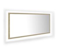 vidaXL LED Bathroom Mirror Sonoma Oak 100x8.5x37 cm Acrylic Washroom Mirror