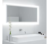 vidaXL LED Bathroom Mirror White 100x8.5x37 cm Acrylic Washroom Wall Mirror