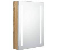 LED Bathroom Mirror White and Oak Medicine Cabinet Furniture Vanity vidaXL