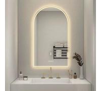 LED Bathroom Mirror with 3 Light Colors 100 120cm Smart Touch Switch Anti Fog Frameless Arch Mirror for Hallway 80cm Size (Cut Down to 50x90cm)