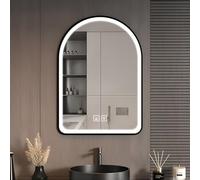 LED Bathroom Mirror with Adjustable 3 Color Lighting AntiFog IP54 WallMounted Shaving Mirror Gold Finish(Negro,60 * 80cm/23.6 * 31.5in)