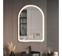LED Bathroom Mirror with Adjustable 3 Color Lighting AntiFog IP54 WallMounted Shaving Mirror Gold Finish(Gold,50 * 70cm/19.7 * 27.6in)