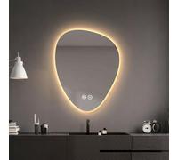 LED Bathroom Mirror with Anti-Fog, Dimmable Touch Switch, 3 Adjustable Colors, Tempered Glass Wall-mounted Design, Modern Style, 70x90cm / 27.5x35.4in